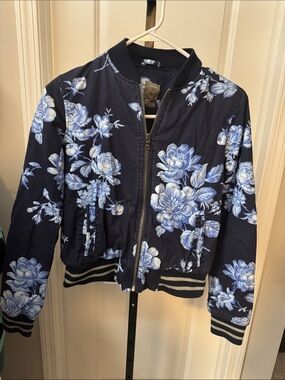 GAP Navy Blue Floral Bomber Jacket